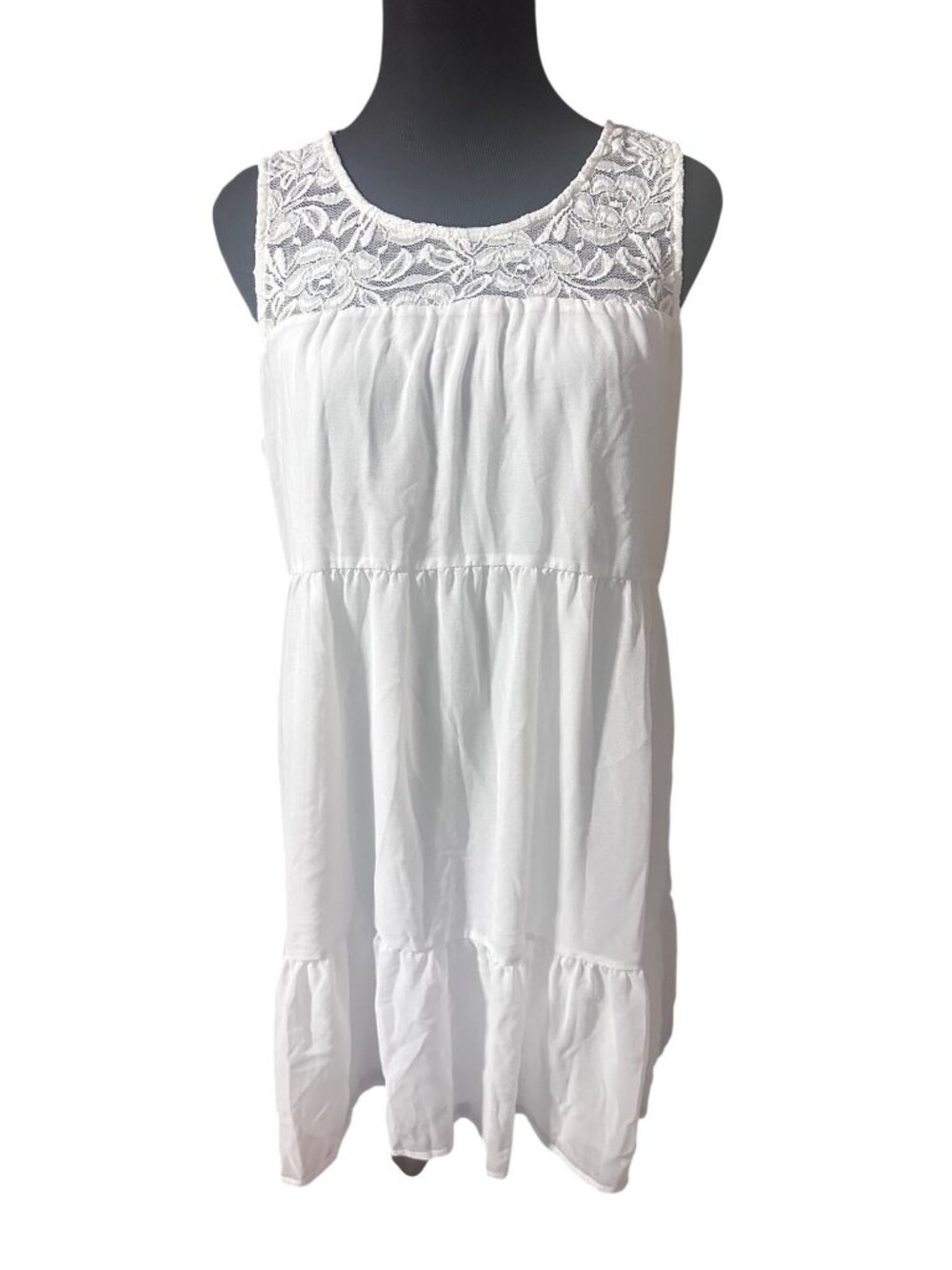 As U Wish new with tags white tiered lined lace bodice dress size L
